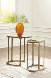 Warmstead Furniture - Ashley Furniture - Irmaleigh Accent Table (Set of 2) - Accent Table Set (Set of 2) / Antique Gold Finish - A4000624